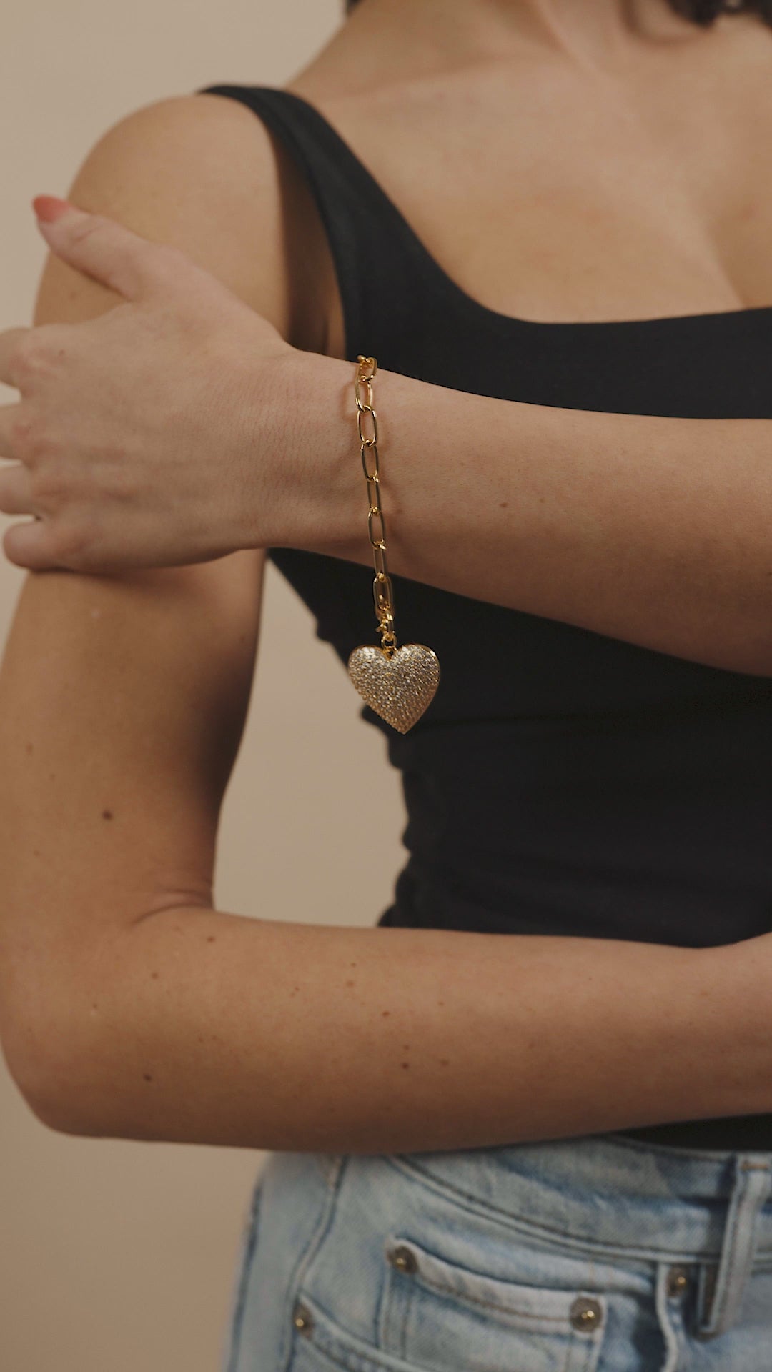 Disco Heart CZ Statement Bracelet
