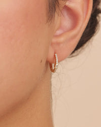 Sterling Silver Emerald Cut Bezel Set Huggie Hoop Earrings