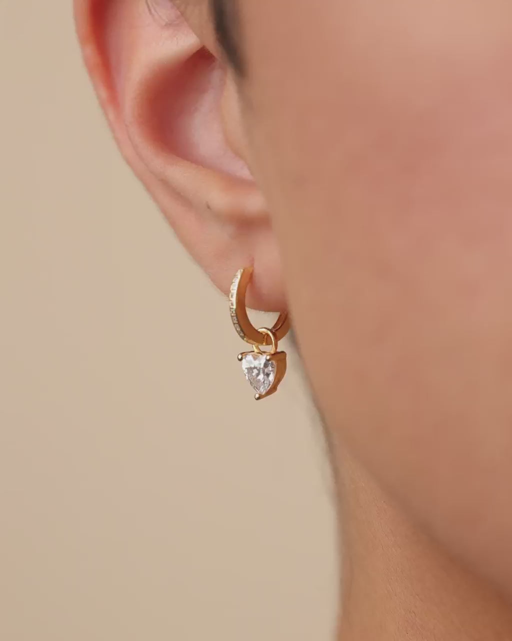 Sterling Silver Eugenia Heart Cut CZ Dangle Micro Hoops