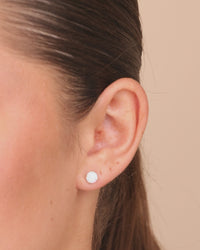 Sterling Silver 6mm Opal Earring Studs - In SIlver or 14K Gold Plated