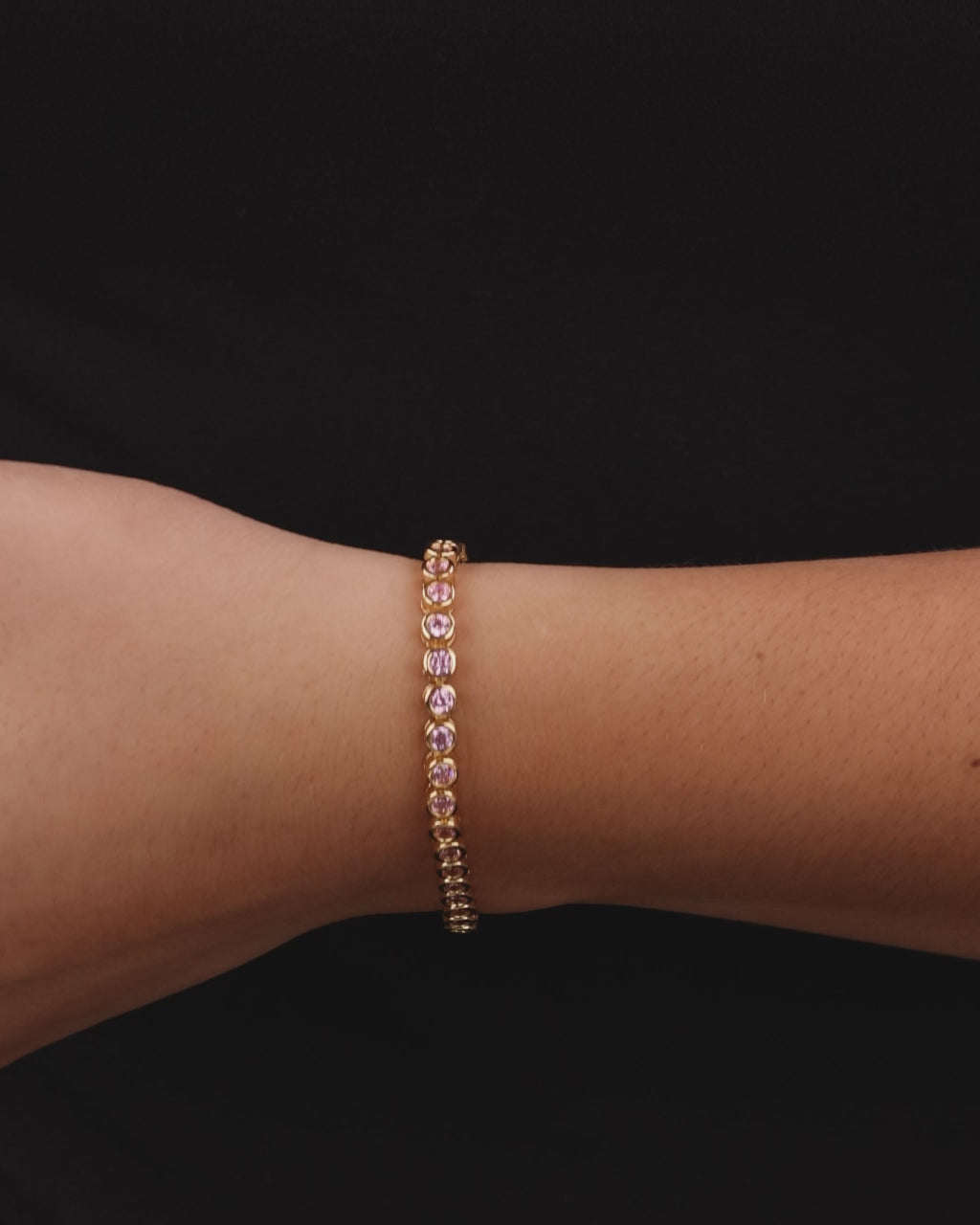 Light Pink CZ Helene Bezel Eternity Tennis Bracelet