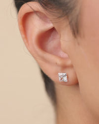 Sterling Silver Princess Cut Prong Set Stud Earrings