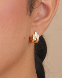 Zella CZ & Enamel Huggie Hoop Earrings