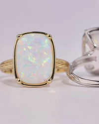 Sterling Silver Elongated Cushion Opal Cocktail Ring