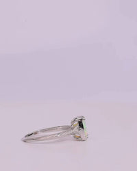 Sterling Silver Mini Champagne Fire Opal Elongated Cushion Ring