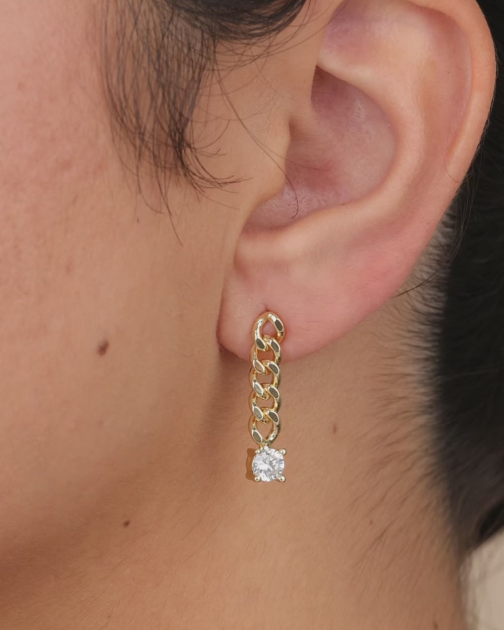 Phoebe CZ Chain Link Drop Stud Earrings