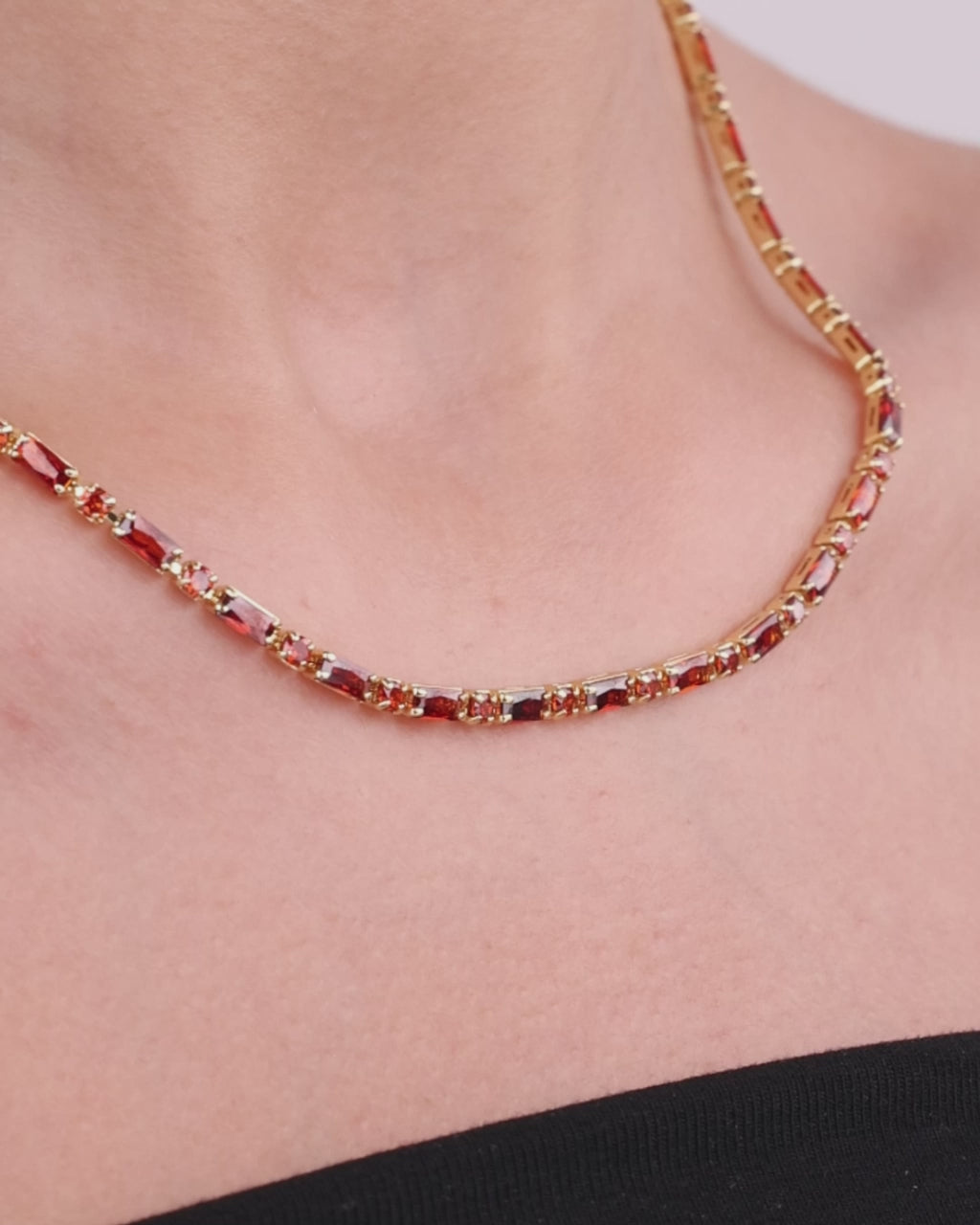 Georgia Garnet CZ Tennis Necklace