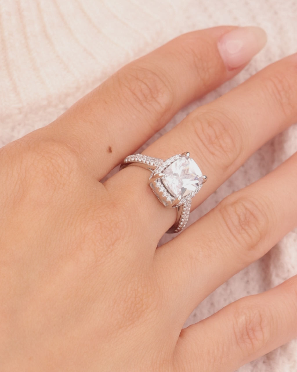 Sterling Silver Jessa CZ Radiant Ring