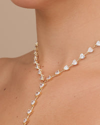 Tasha CZ Stationed Heart Lariat Necklace