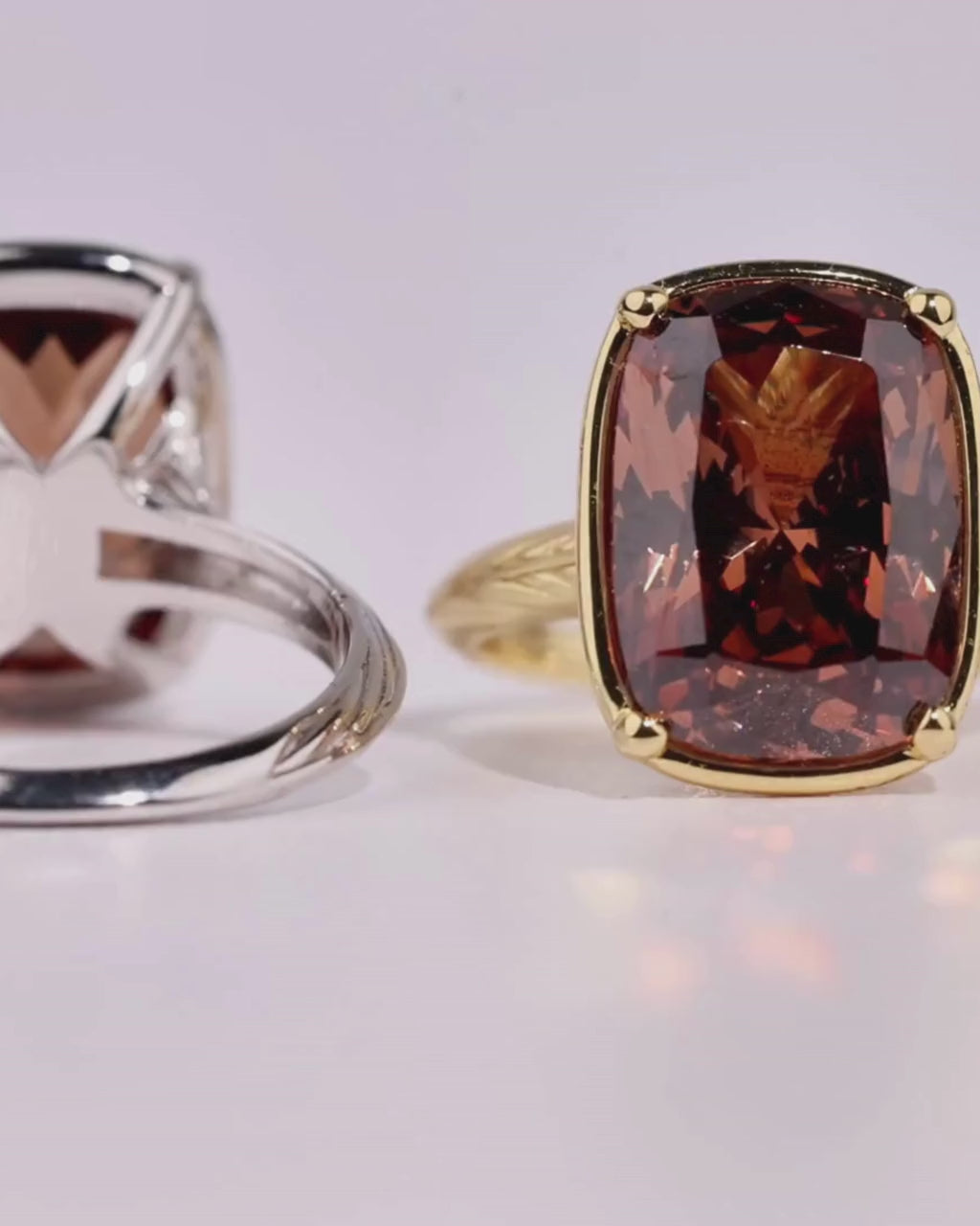 Sterling Silver Elongated Cushion Chocolate CZ Cocktail Ring