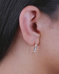 Nadia CZ & Pearl Threader Earrings
