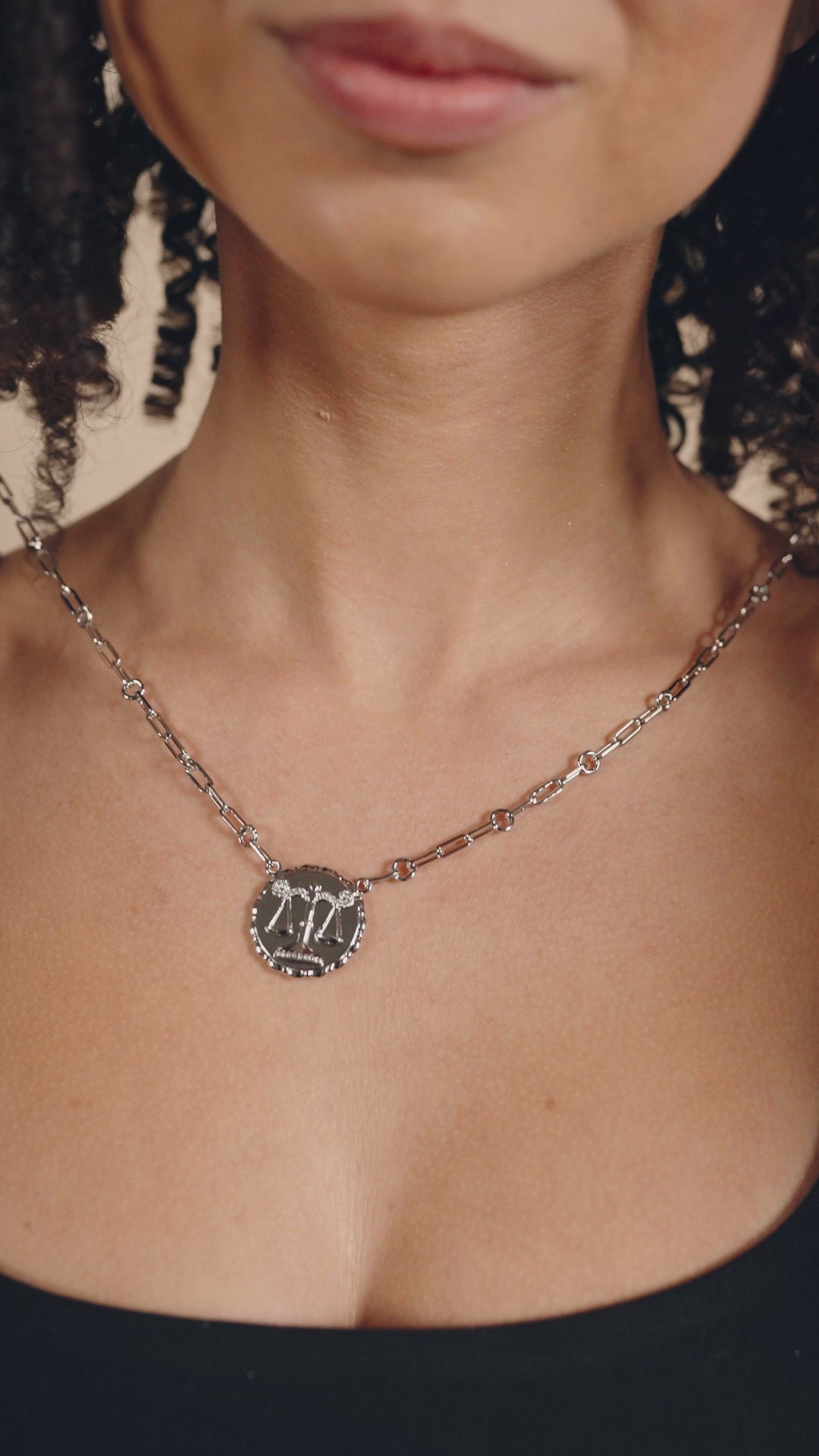 Bold CZ Zodiac Link Pendant Necklace