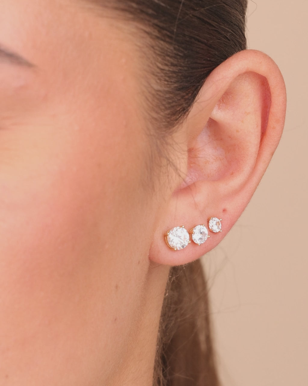Sterling Silver CZ Stud Earring Set