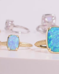 Sterling Silver Caribbean Blue Opal Elongated Cushion Ring
