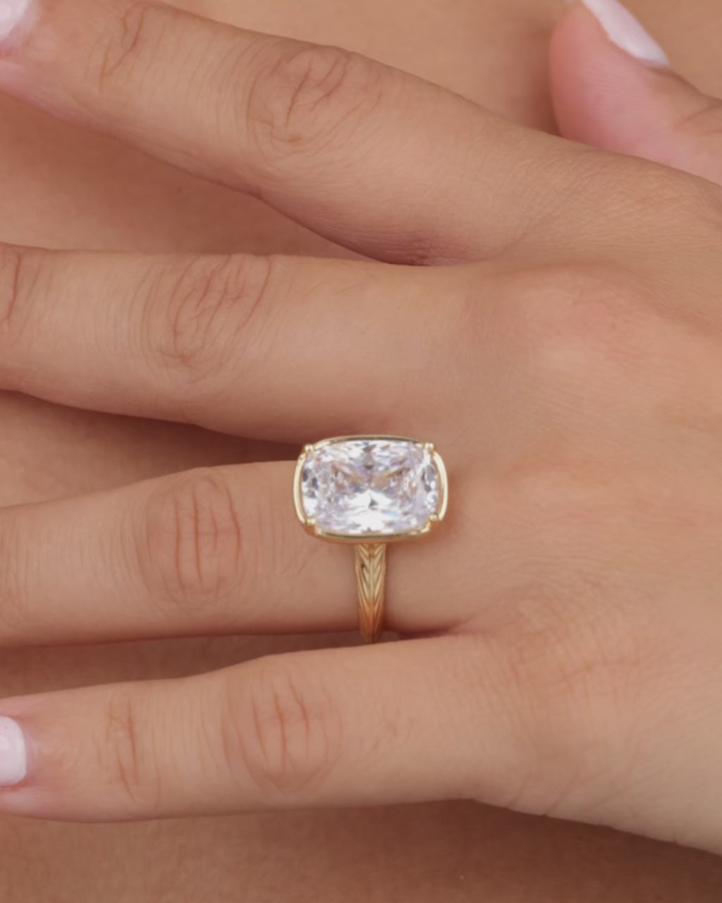 Gold Diamond Ring in hand