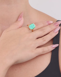 Sterling Silver Green Opal Elongated Cushion Ring