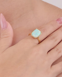 Sterling Silver Icy Blue Opal Elongated Cushion Ring