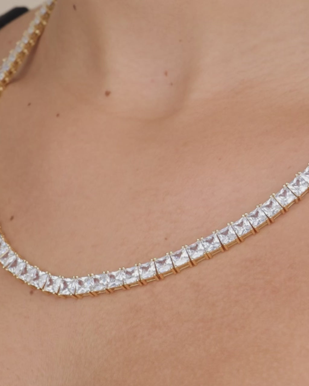 Marisol Princess Cut CZ Tennis Necklace