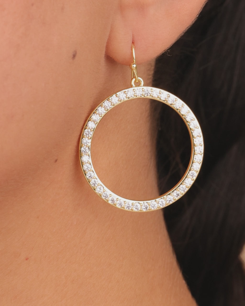 Della CZ Circle Dangle Earrings