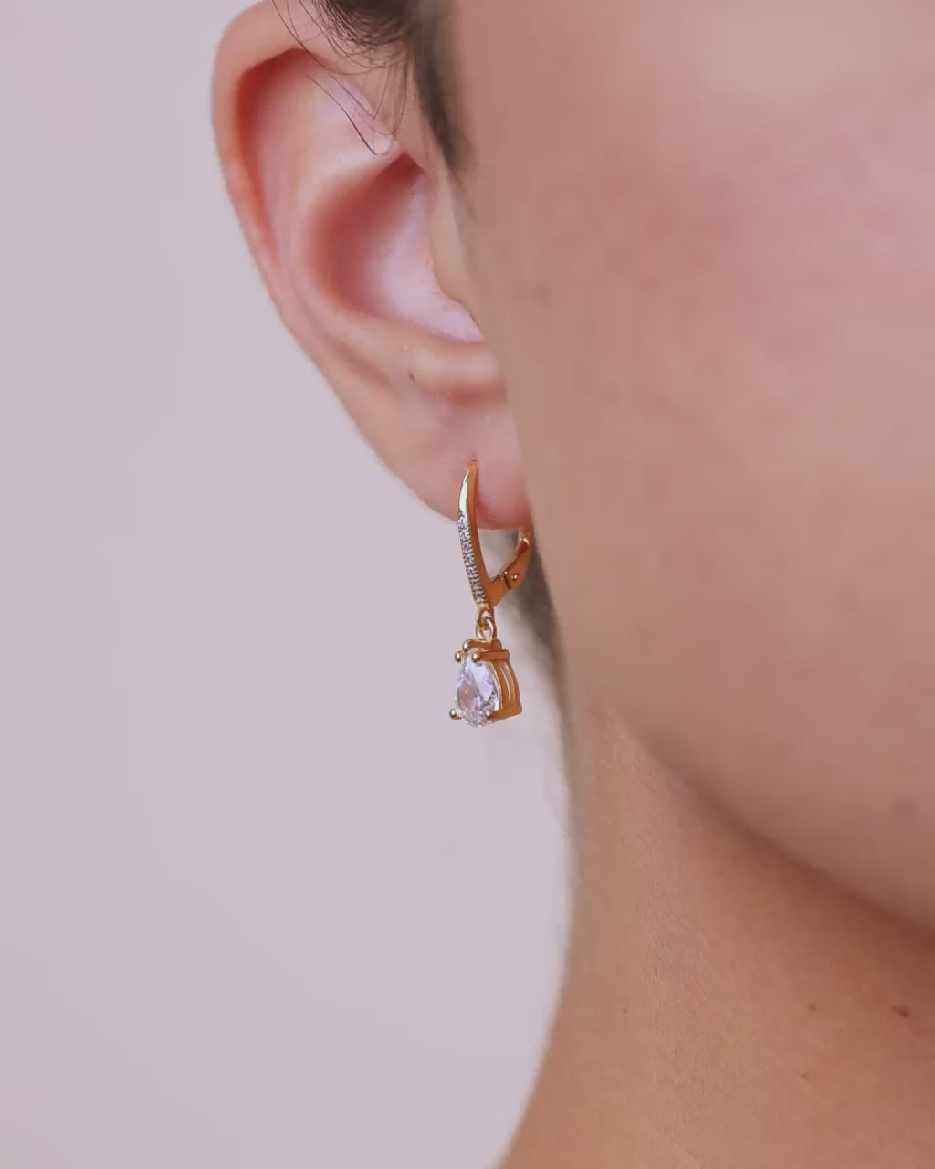 Sterling Silver Angelica Pear Cut CZ French Clip Earrings
