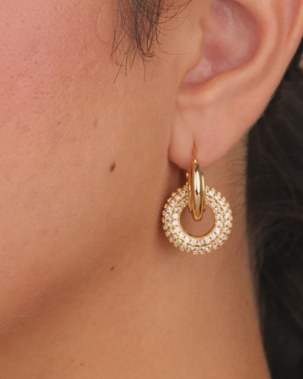 Hunter CZ Interlocking Circle Drop Earrings