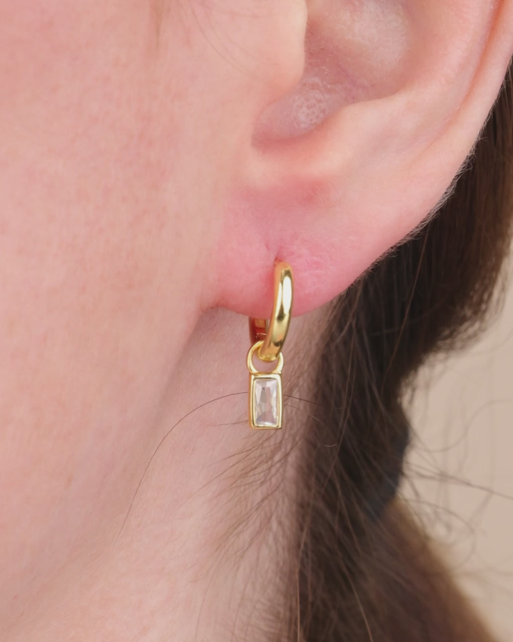 Sterling Silver Baguette CZ Micro Hoops
