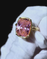 Sterling Silver Elongated Cushion Pink Sapphire CZ Cocktail Ring