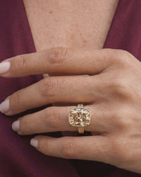 Sterling Silver Elongated Cushion Champagne CZ Cocktail Ring