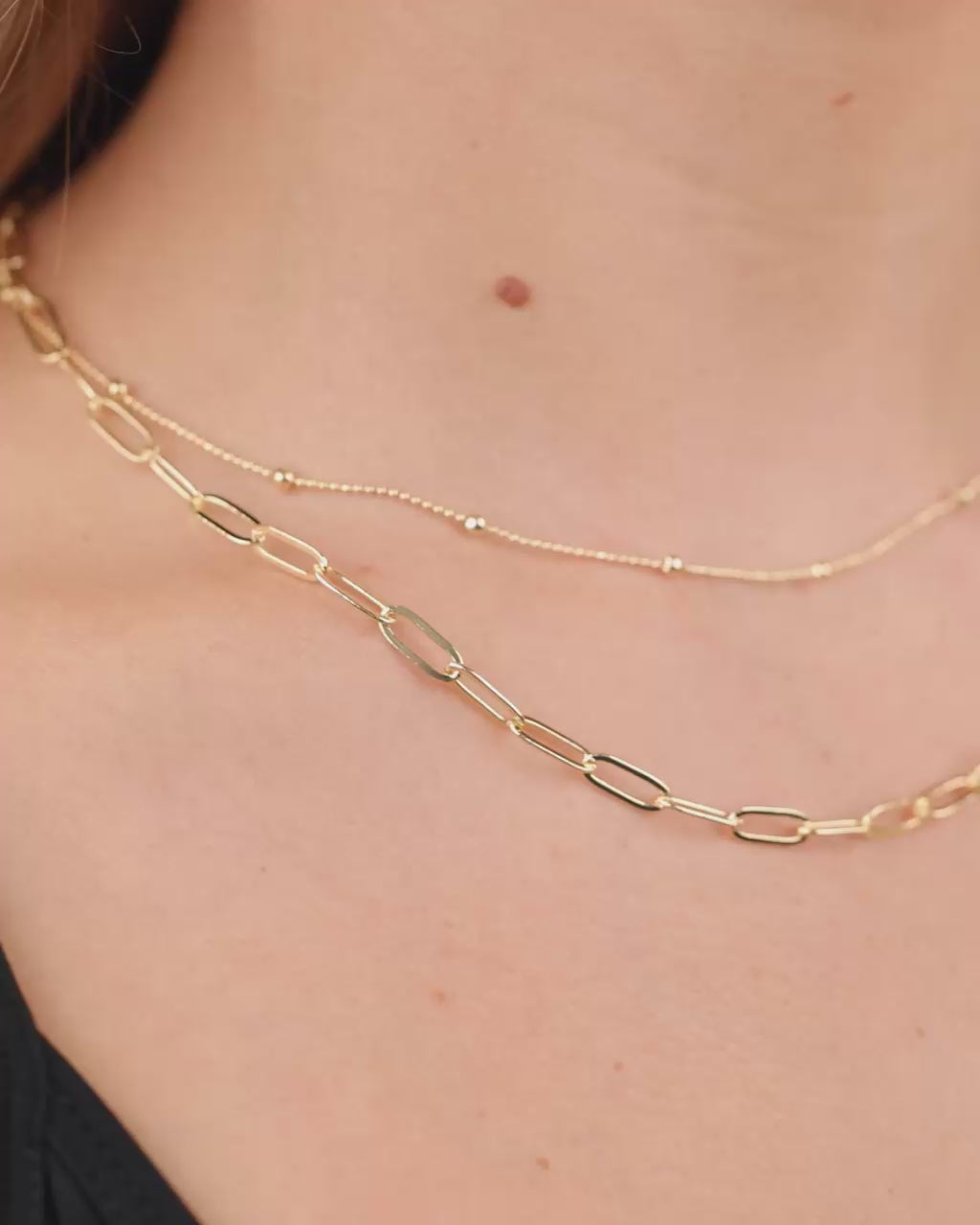 Leah Beaded & Paperclip Layered Chain Necklace