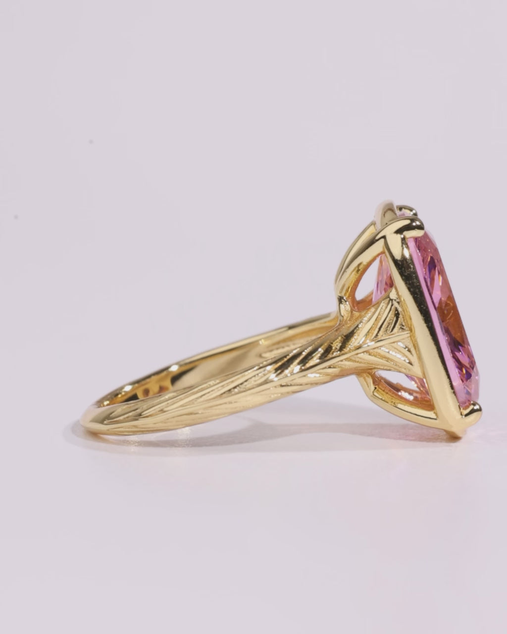 Sterling Silver Elongated Cushion Pink Sapphire CZ Cocktail Ring