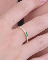 Sterling Silver Thin Emerald CZ Stacking Birthstone Ring
