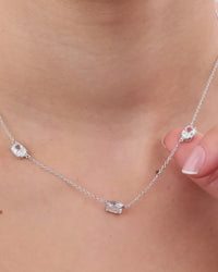 Sterling Silver Elongated Cushion Stationed Chain Necklace