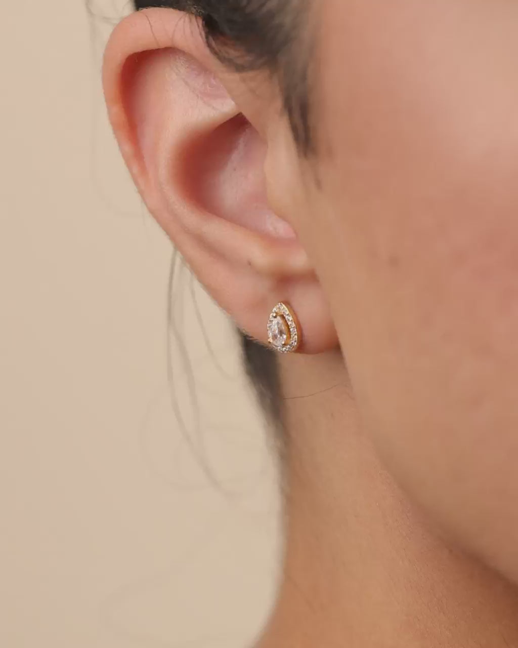 Sterling Silver Pear Cut Brilliant Halo Studs