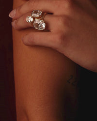 Clear CZ Mini Elongated Sterling Silver Cushion Ring
