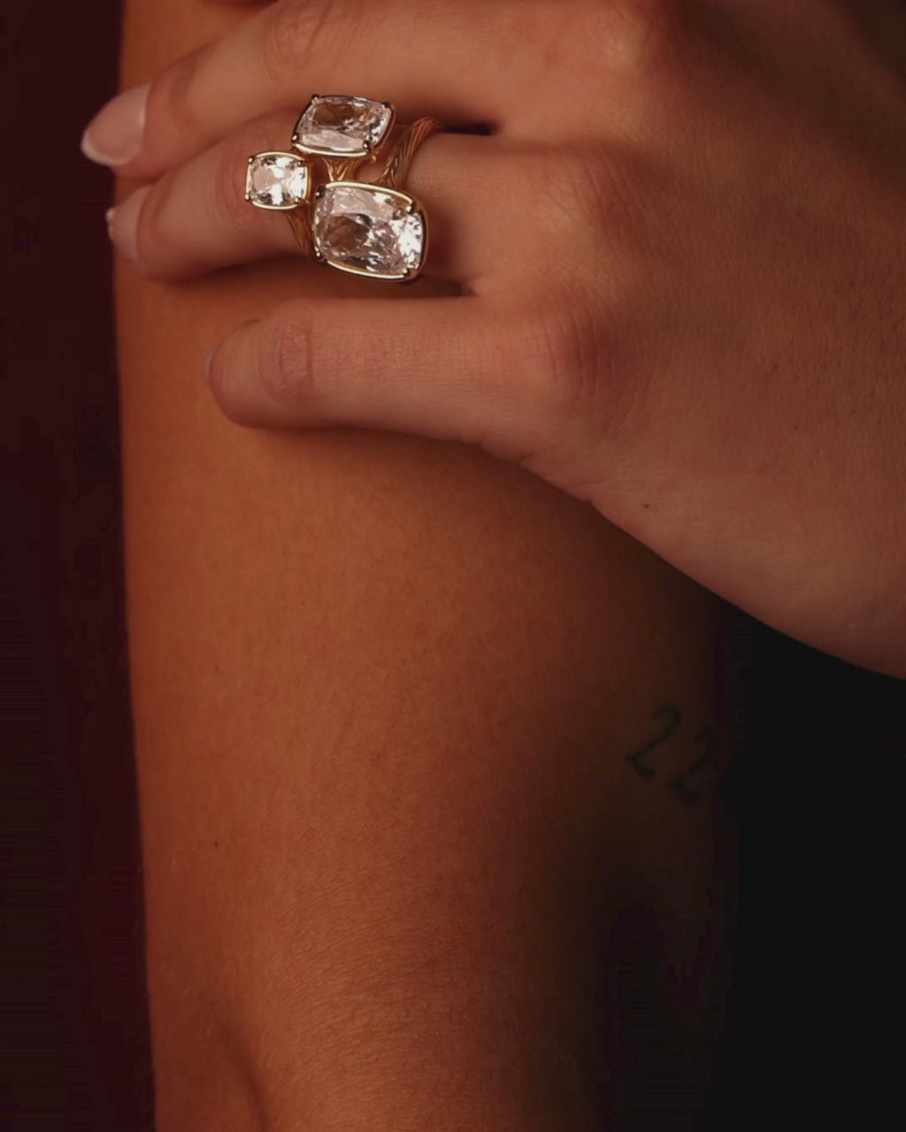 Clear CZ Mini Elongated Sterling Silver Cushion Ring