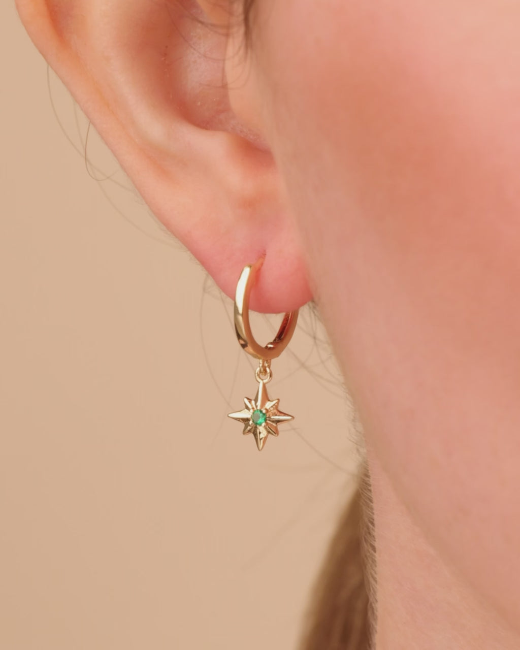Demi CZ Burst Charm Hoop Earrings
