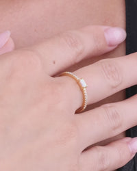 Sterling Silver Thin Opal CZ Stacking Birthstone Ring