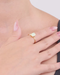 Sterling Silver Mini Champagne Fire Opal Elongated Cushion Ring