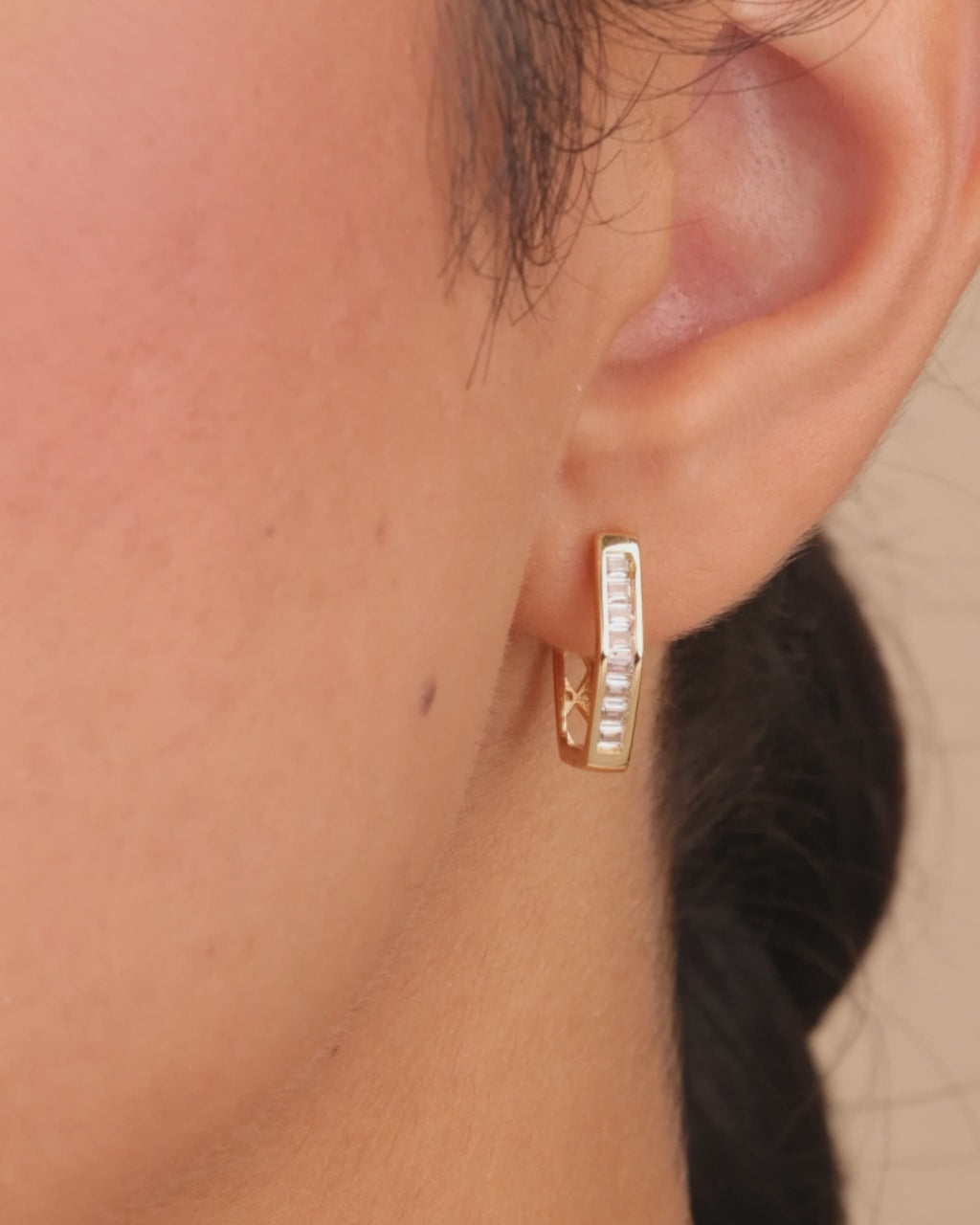 Dani CZ Geometric Micro Hoop Earrings
