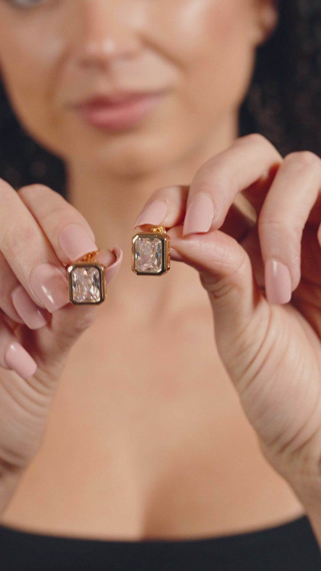 Camille Bezel CZ Statement Stud Earrings