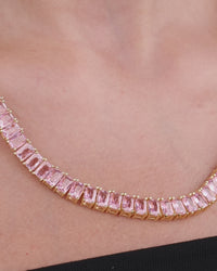Marisol Light Pink CZ Tennis Necklace