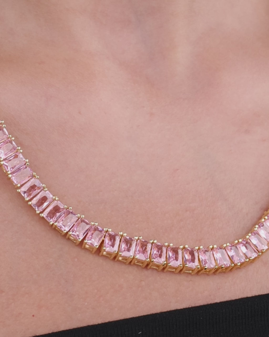 Marisol Light Pink CZ Tennis Necklace