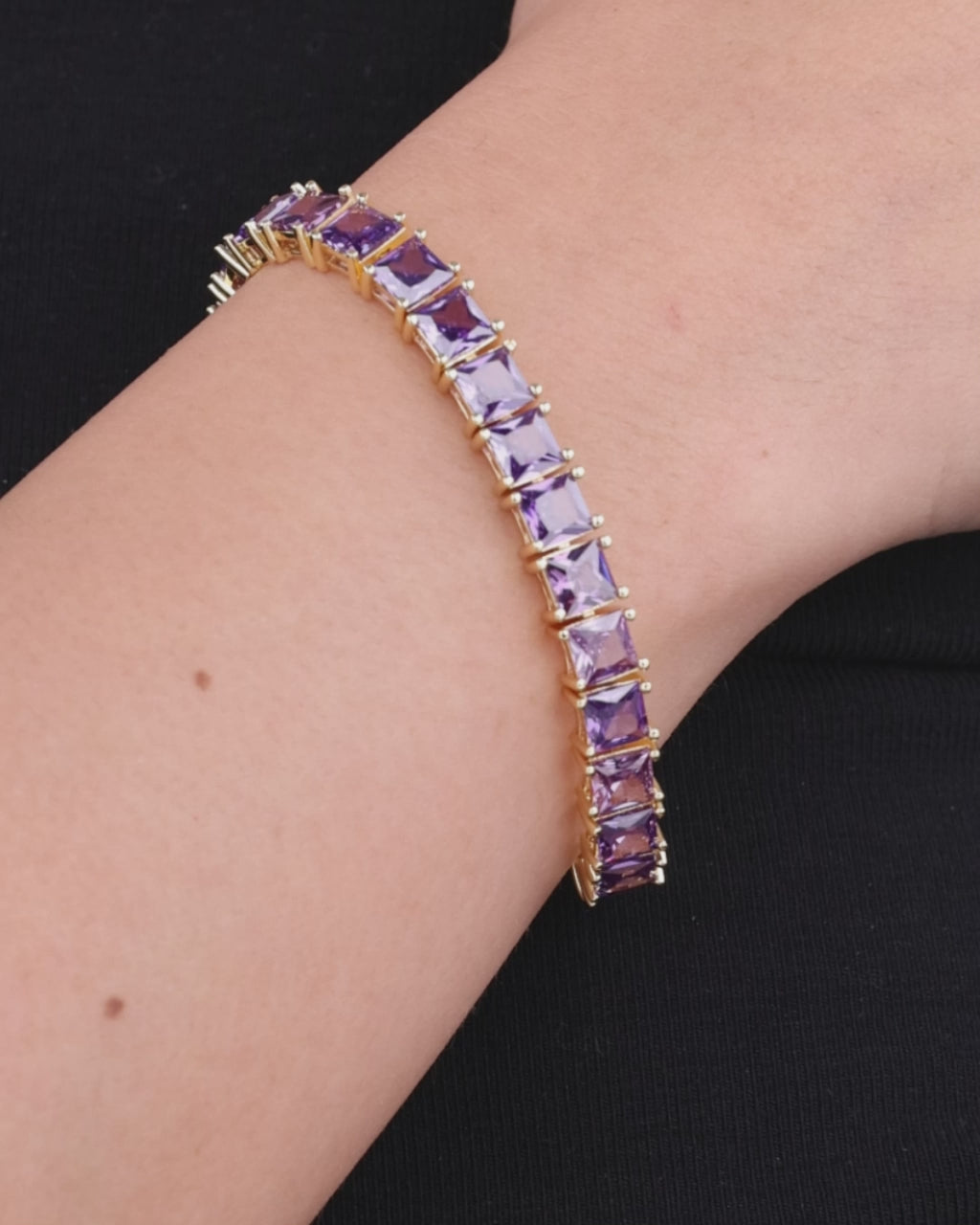 Marisol Amethyst CZ Princess Cut Tennis Bracelet
