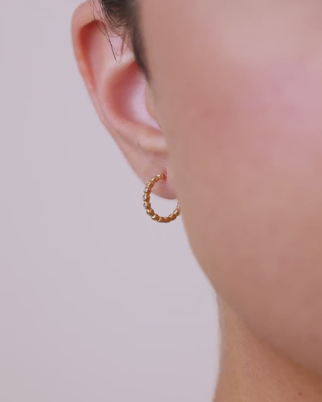 Sterling Silver Bezel Statement Bubble Hoops