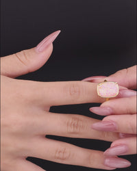 Sterling Silver Reddish Pink Opal Elongated Cushion Ring