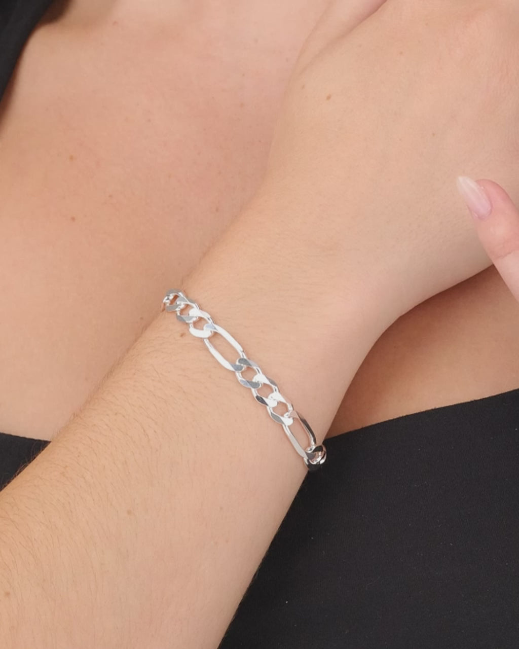 Dainty Sterling Silver Figarro Chain Bracelet