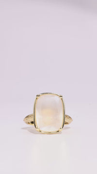 Sterling Silver Elongated Cushion Moonstone Cocktail Ring
