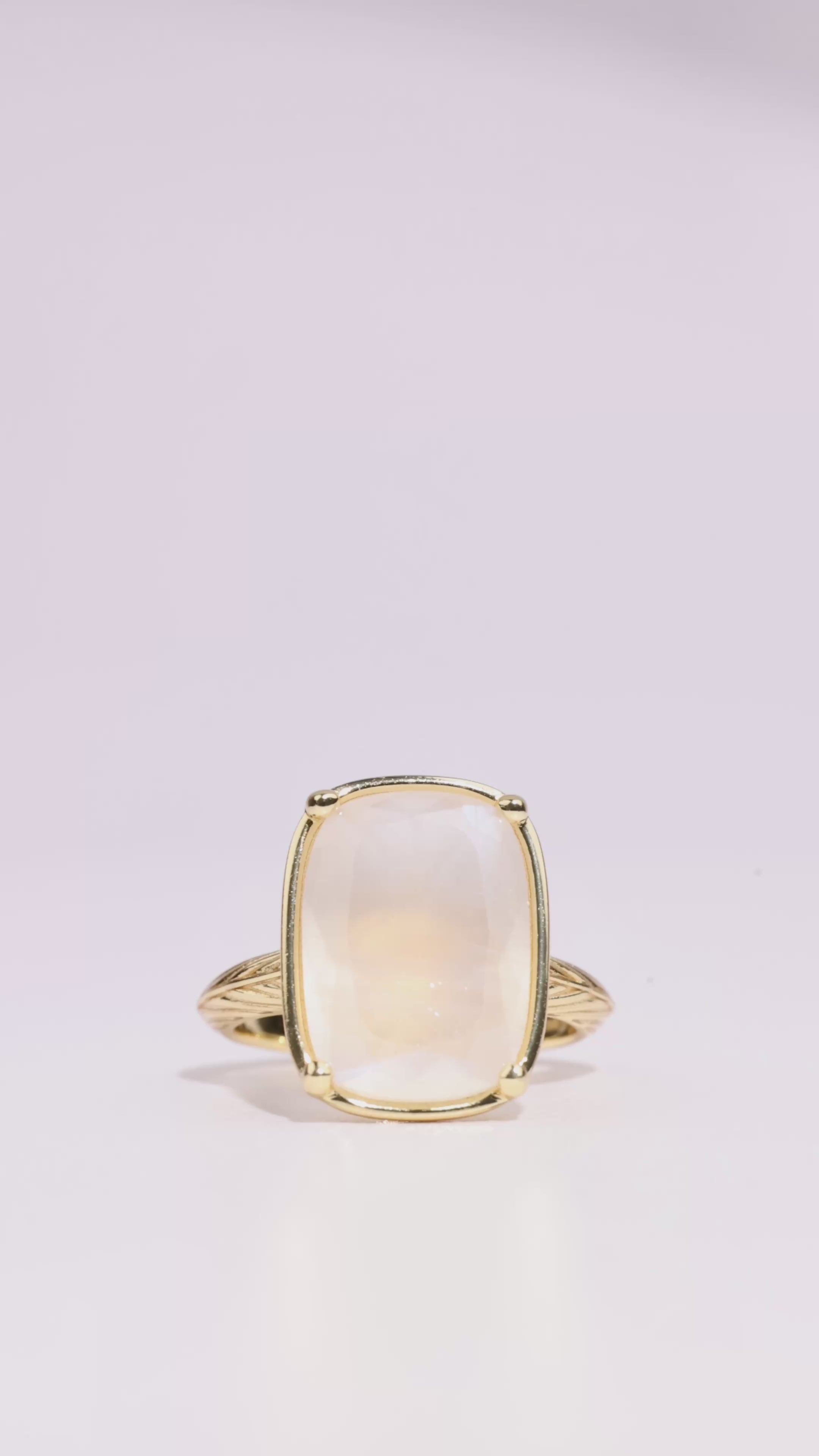 Sterling Silver Elongated Cushion Moonstone Cocktail Ring
