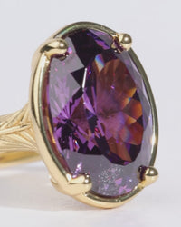 Sterling Silver Oval Cut Amethyst CZ Cocktail Ring