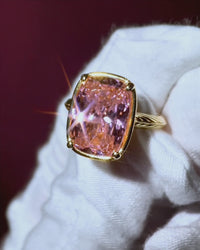 Sterling Silver Elongated Cushion Pink Sapphire CZ Cocktail Ring